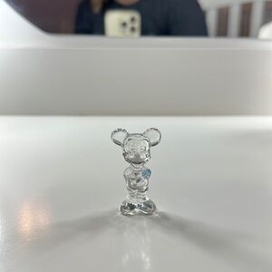 Clear Mickey Mouse Glass Figure With A Pale Blue Heart